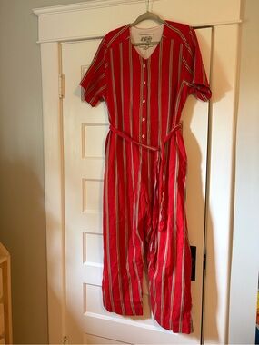 Ace & Jig jumpsuit- true red with stripes